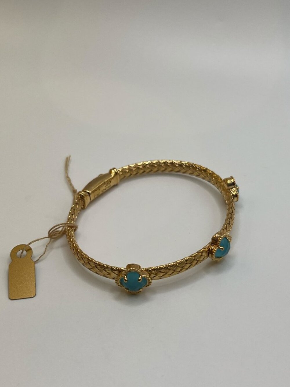 Italian Gold-Plated Bronze Woven Mesh Clover Bracelet